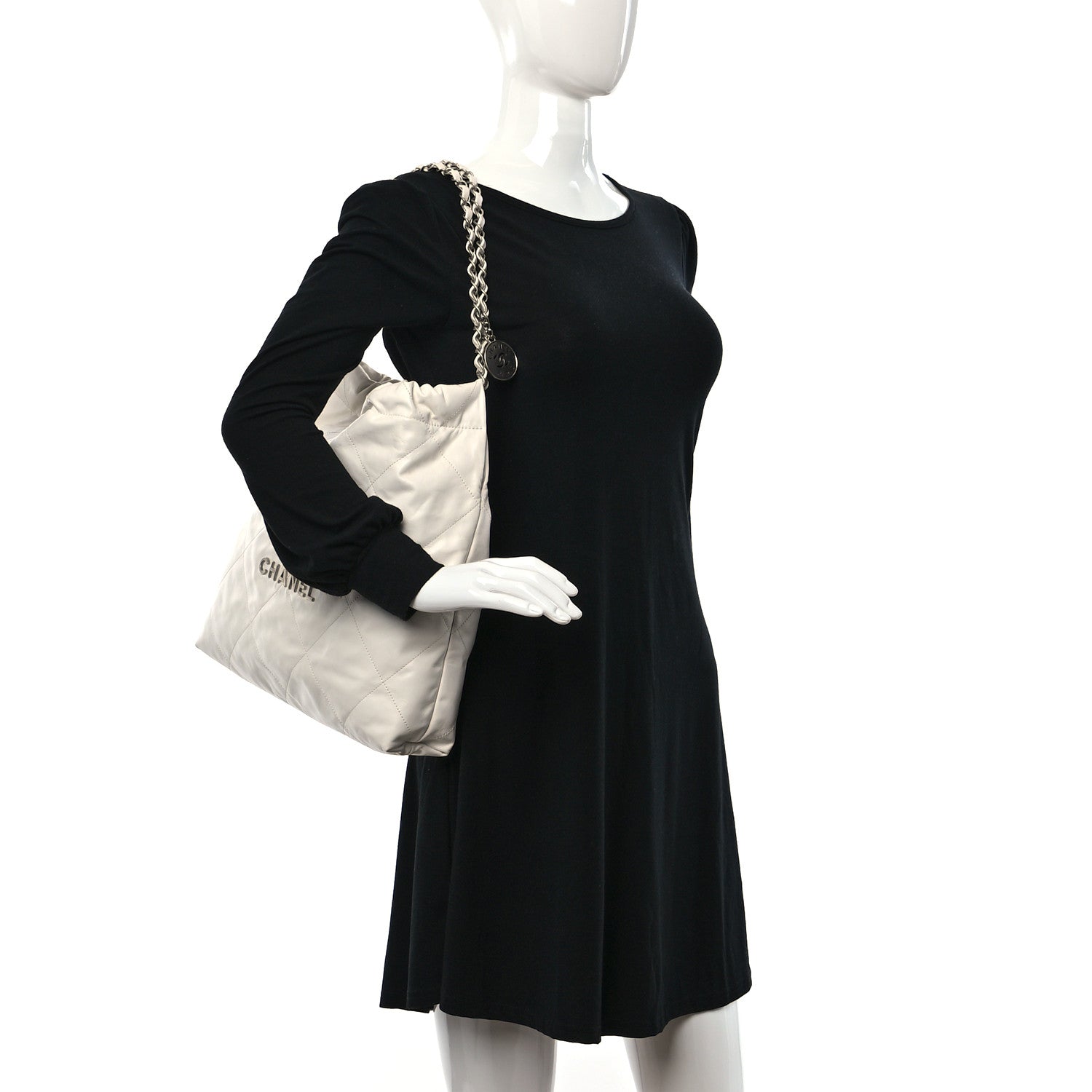 Chanel Shiny Calfskin Quilted Small Chanel 22 White 2 of 13