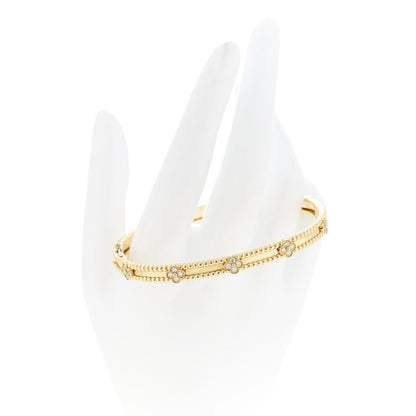 Van Cleef & Arpels 18K Yellow Gold Diamond Perlee Sweet Clovers Bracelet XL 2 of 5