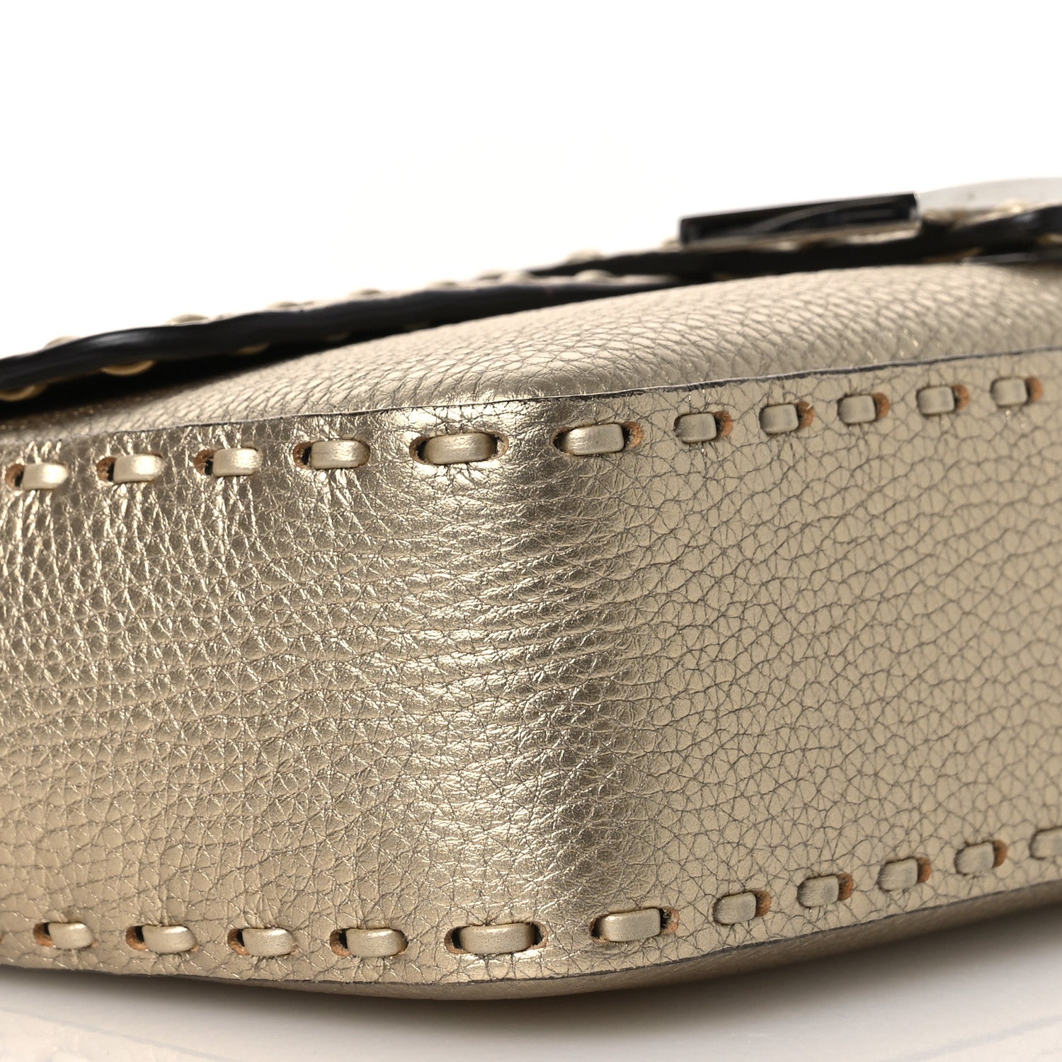 Fendi Cuoio Roma Sellerissima Nappa Sintetica Tape Stitch Baguette Platino 9 of 11
