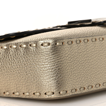 Fendi Cuoio Roma Sellerissima Nappa Sintetica Tape Stitch Baguette Platino 9 of 11