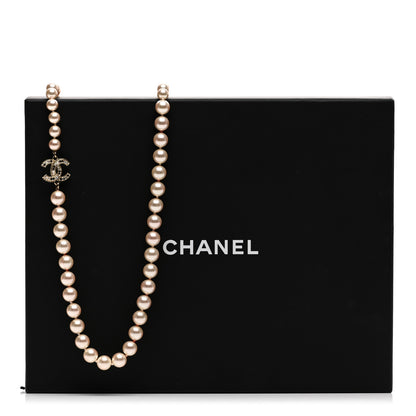 Chanel Graduated Pearl Crystal CC Long Necklace Gold Black 6 of 6