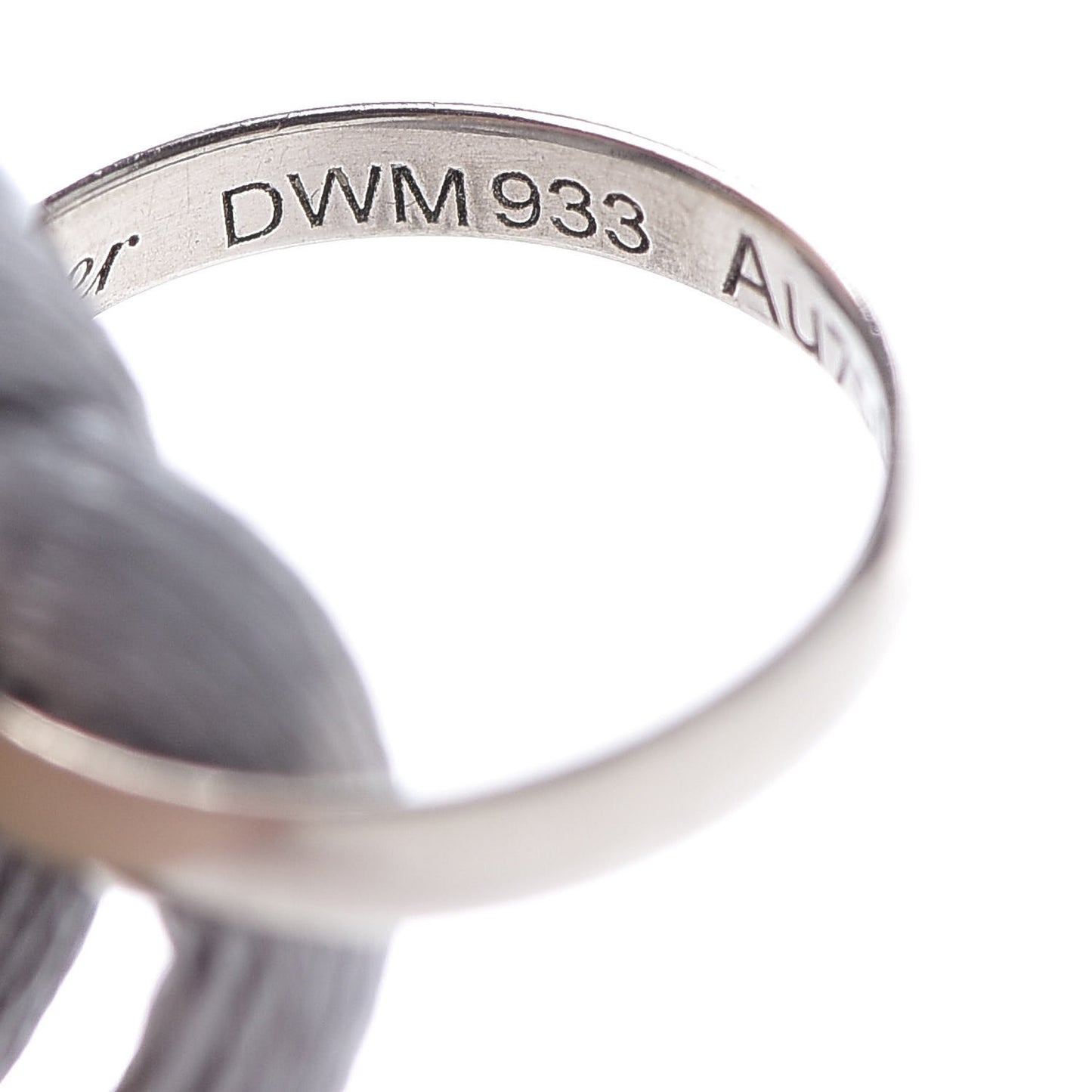 18K White Gold Ceramic Trinity Cord Bracelet Grey