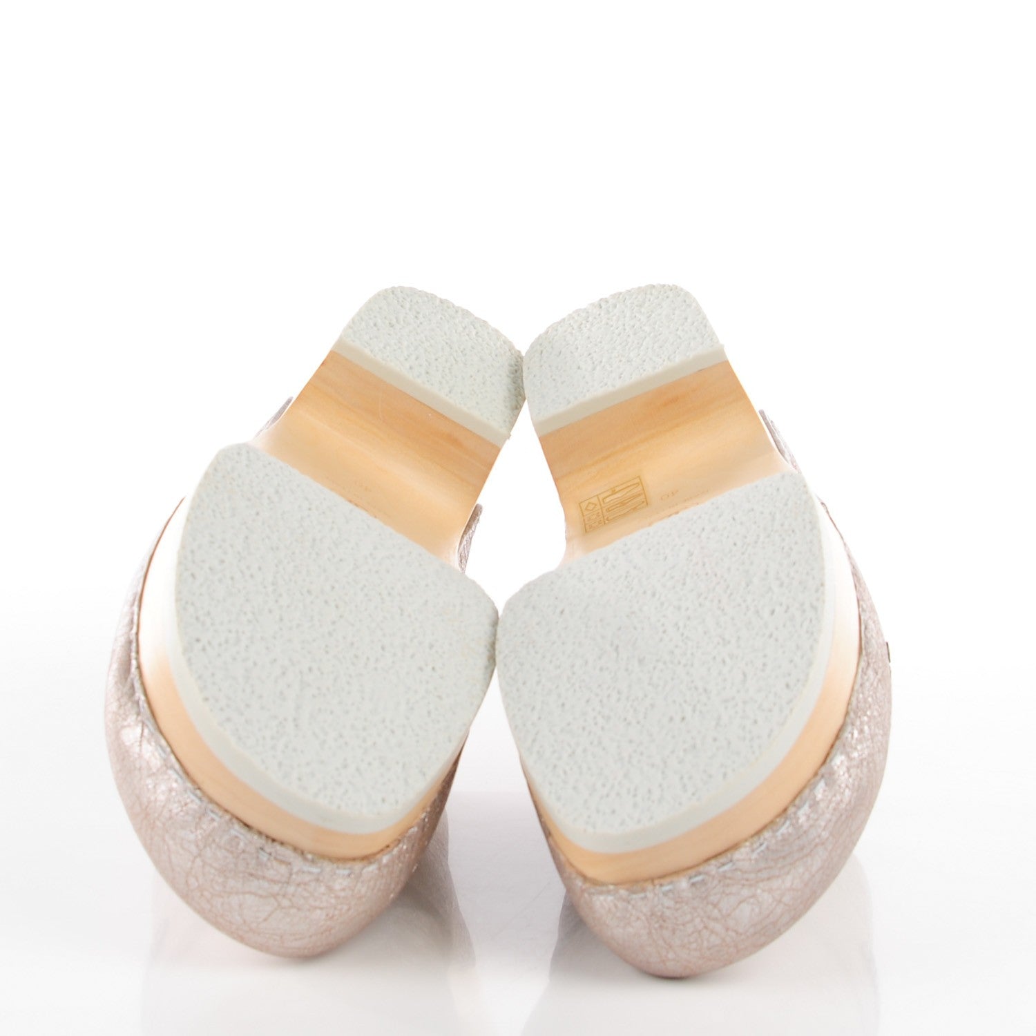 Chanel Metallic Crackled Leather Mules 40 Silver 5 of 7