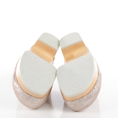 Chanel Metallic Crackled Leather Mules 40 Silver 5 of 7