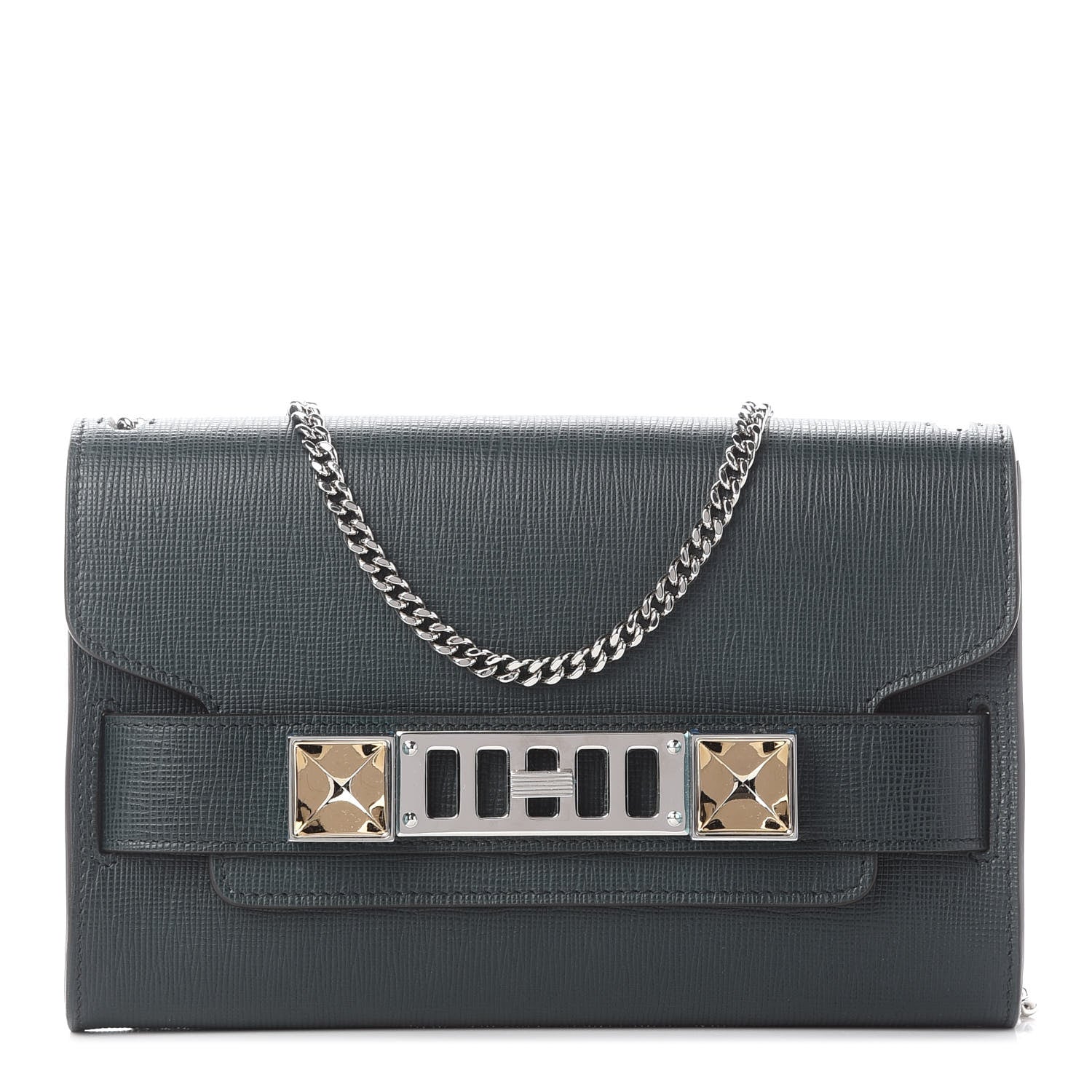 Proenza Schouler Linosa PS11 Chain Clutch Petrol Green 1 of 8