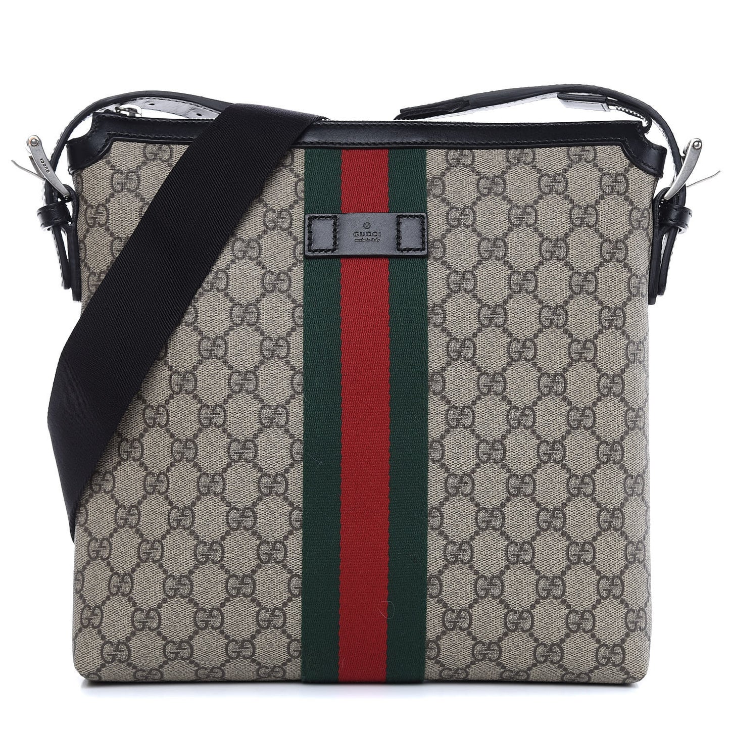 GG Supreme Monogram Web Messenger Bag Black