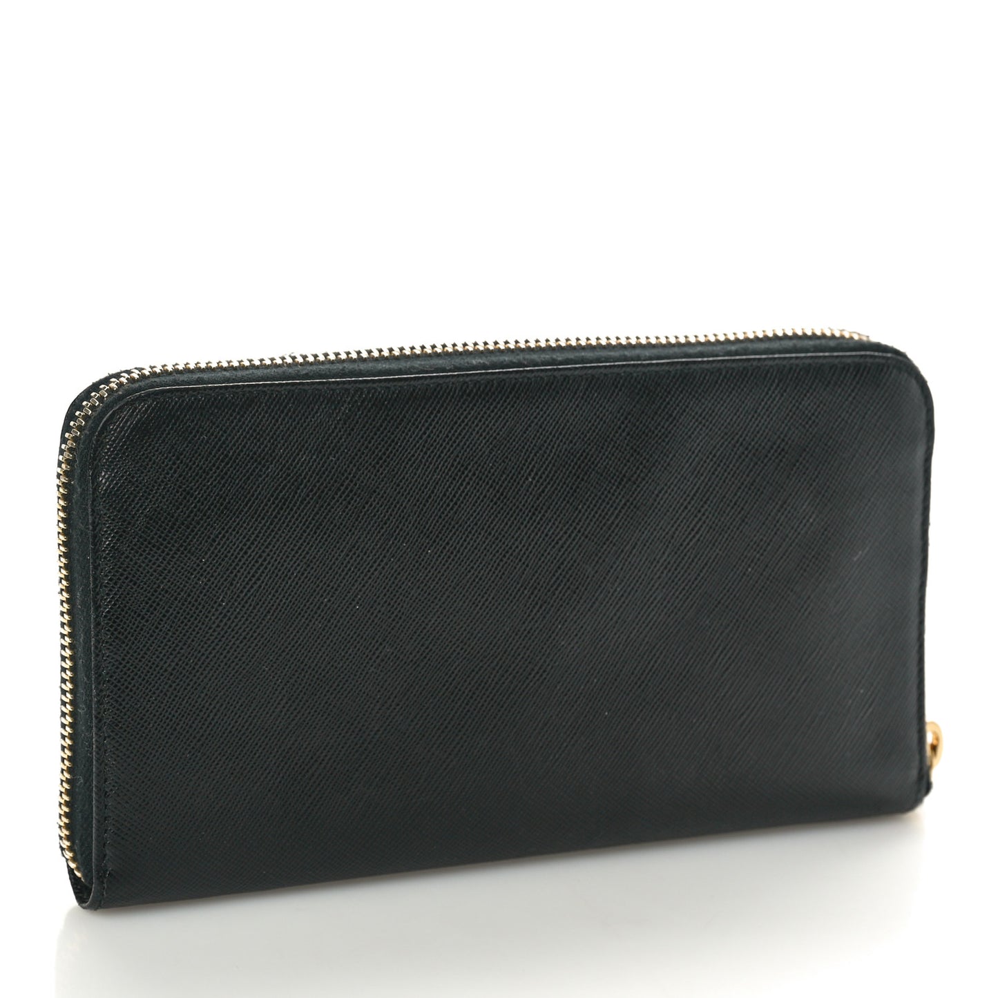 Saffiano Triangle Zip Around Wallet Black
