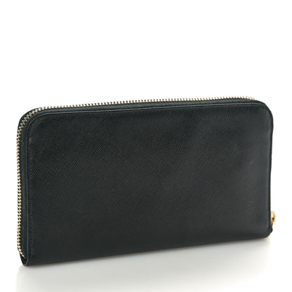 Prada Saffiano Triangle Zip Around Wallet Black 3 of 8
