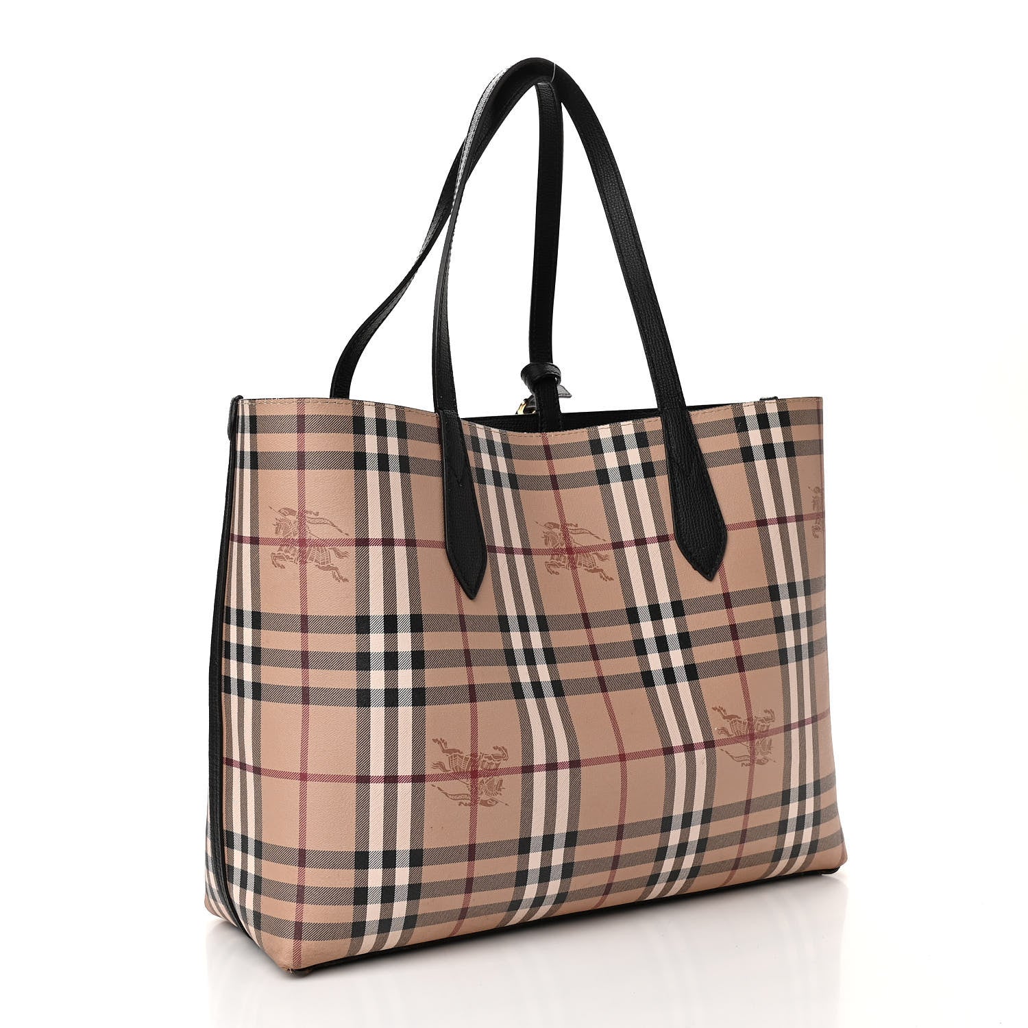 Burberry Grainy Calfskin Haymarket Check Medium Reversible Tote Black 5 of 21