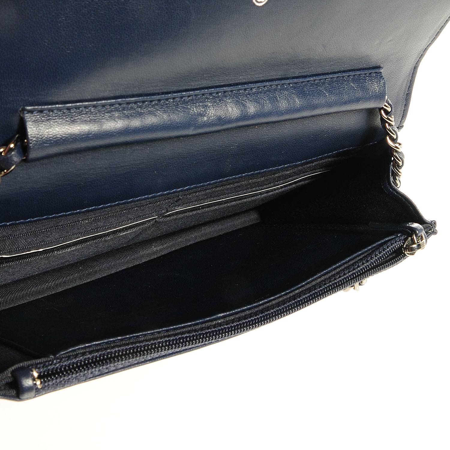 Chanel Lambskin Quilted Wallet On Chain WOC Blue 6 of 8