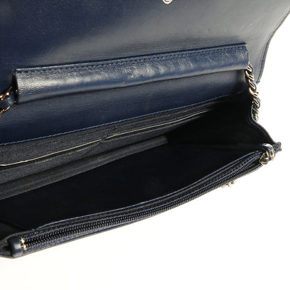 Chanel Lambskin Quilted Wallet On Chain WOC Blue 6 of 8