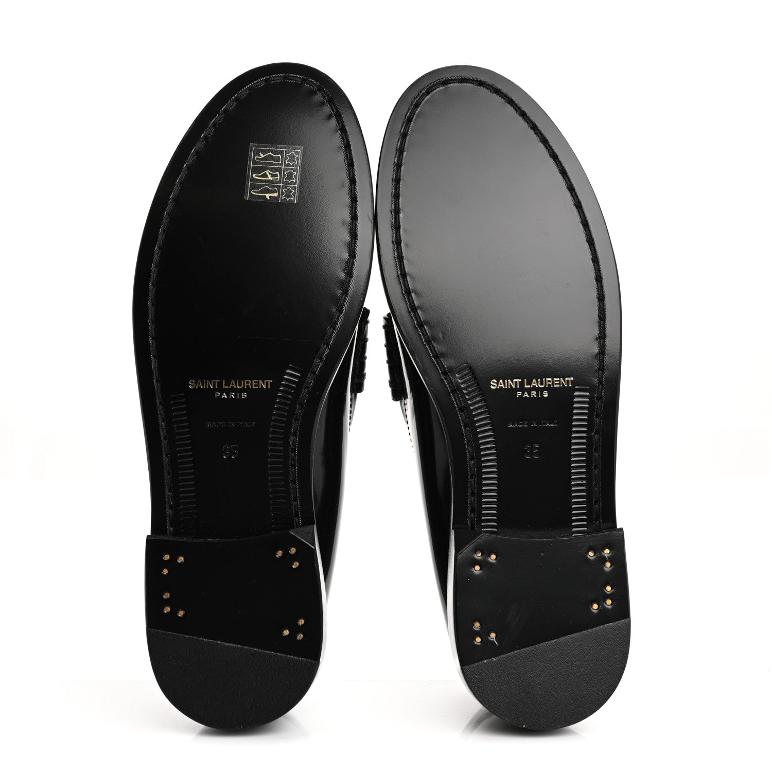 Saint Laurent Calfskin Penny Loafers 35 Black 6 of 9
