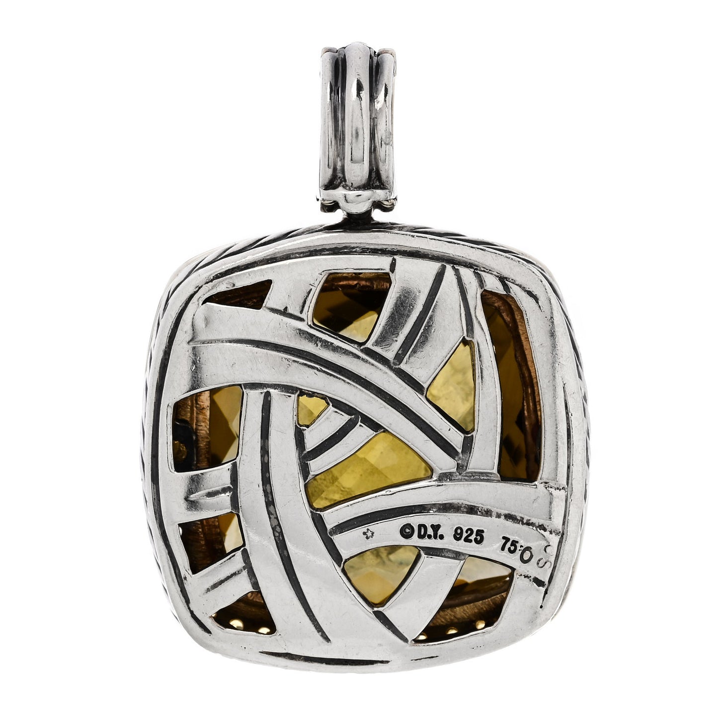 Sterling Silver 18K Yellow Gold Yellow Sapphire Lemon Citrine 20mm Albion Enhancer Pendant
