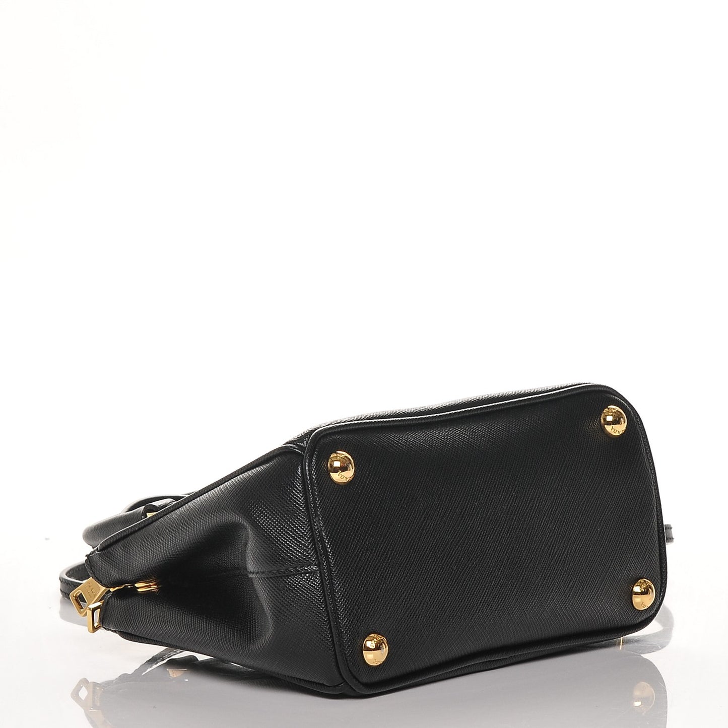 Saffiano Lux Micro Galleria Double Zip Tote Black