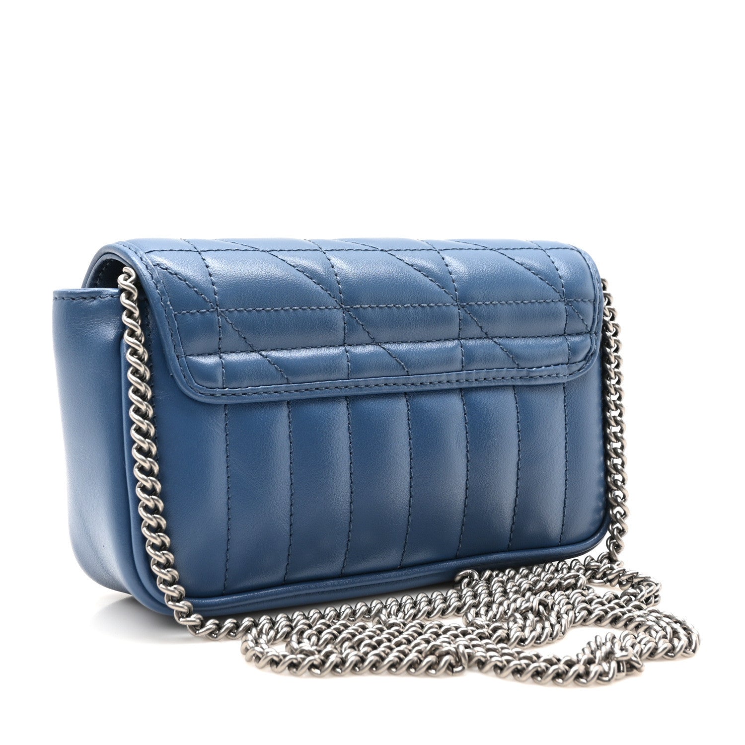 Gucci Calfskin Matelasse Aria Super Mini GG Marmont Shoulder Bag Clear Blue 3 of 11