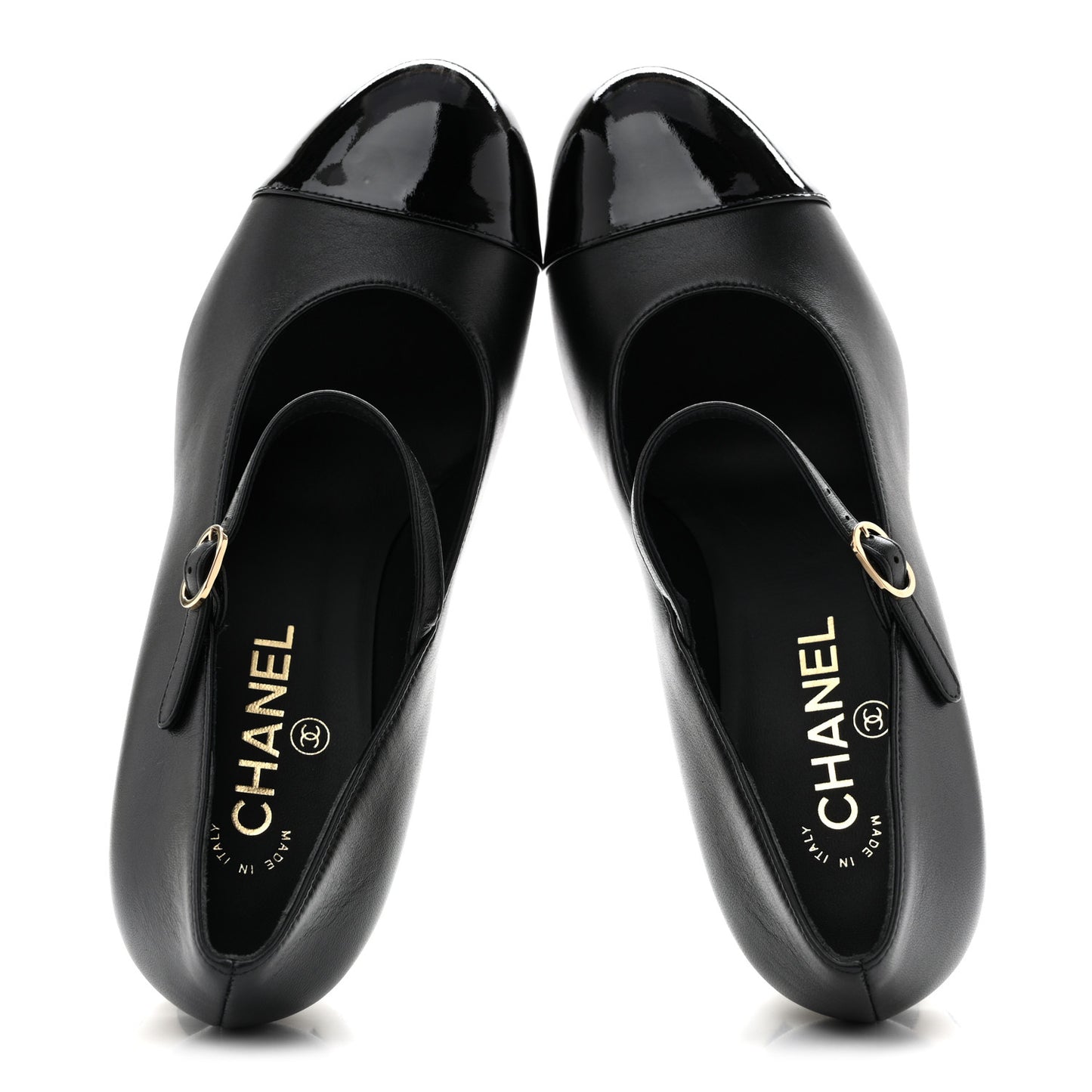 Lambskin Patent Cap Toe Pearl Ball Mary Janes 39 Black