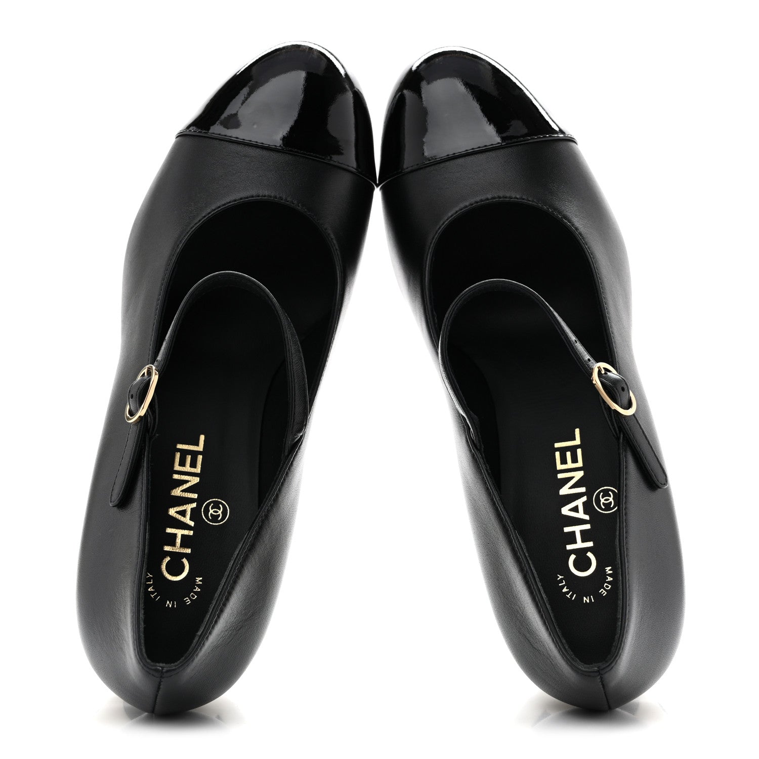 Chanel Lambskin Patent Cap Toe Pearl Ball Mary Janes 39 Black 2 of 10