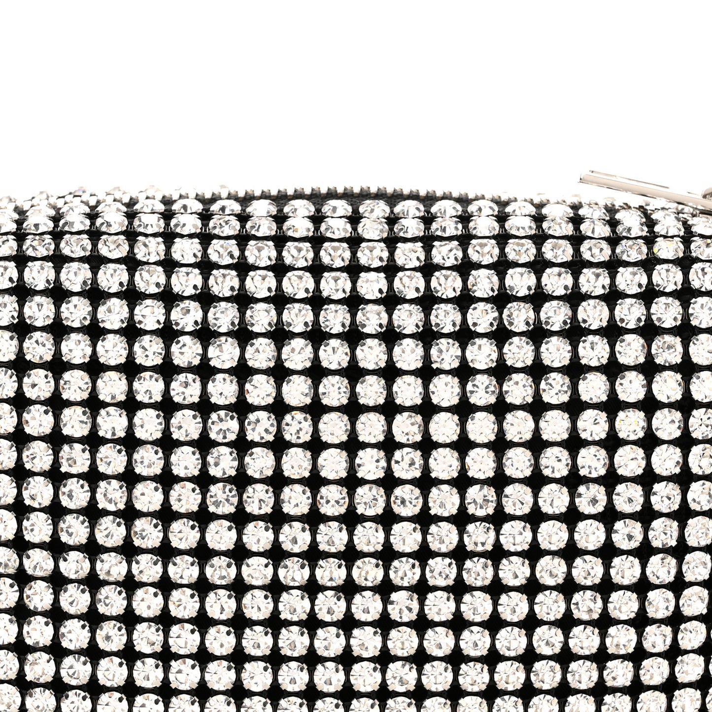 Mesh Crystal Rhinestone Mini Heiress Pouch Black Silver