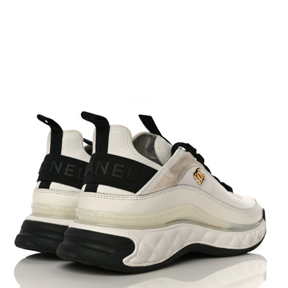 Chanel Fabric Calfskin Suede CC Sneakers 41 Ivory Black 5 of 15