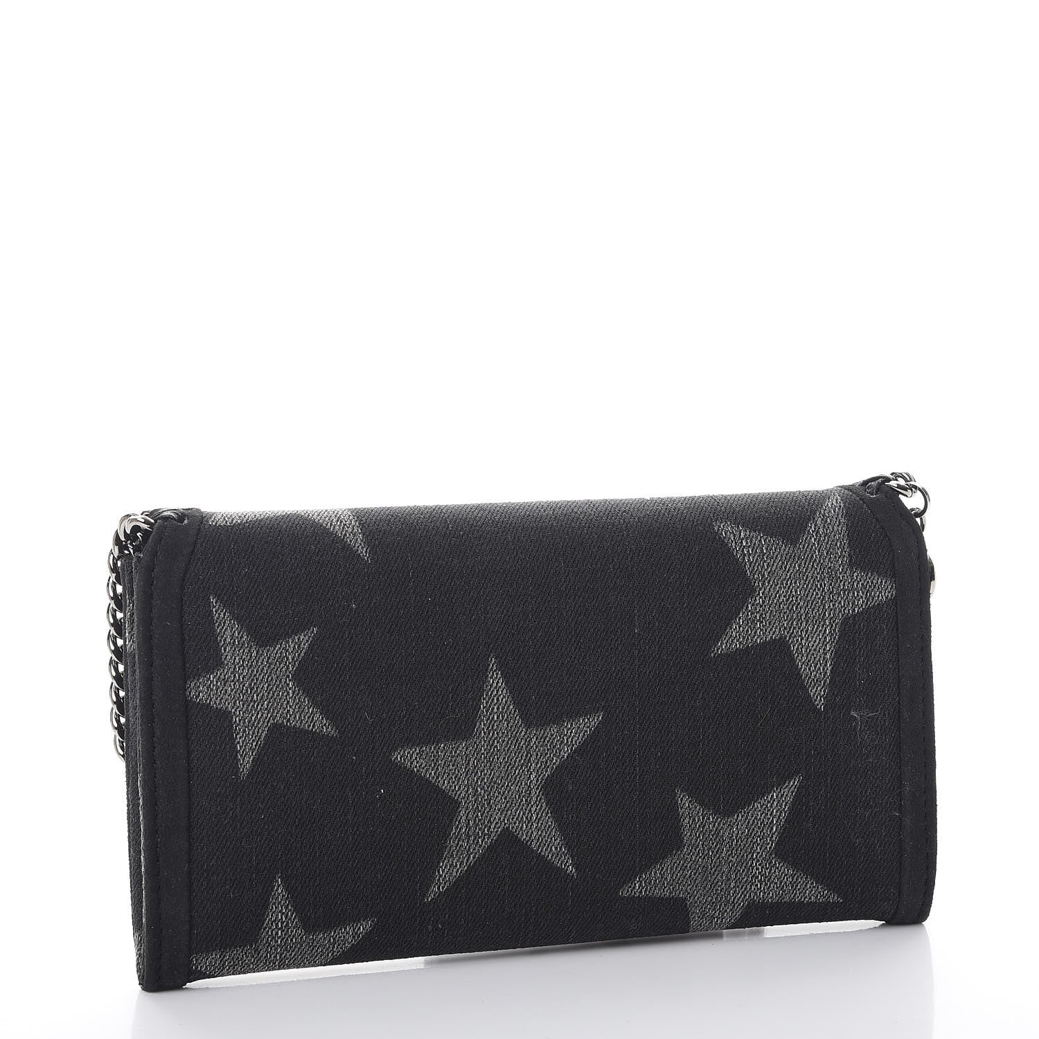 Stella McCartney Denim Star Print Falabella Continental Flap Wallet Black 3 of 8