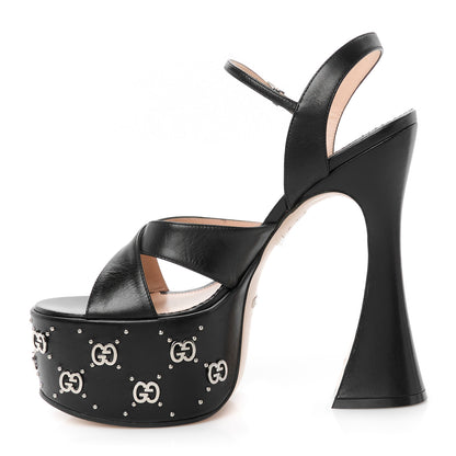 Gucci Malaga Kid Interlocking G Studs 155mm Platform Sandals 40 Perfect Black 1 of 9