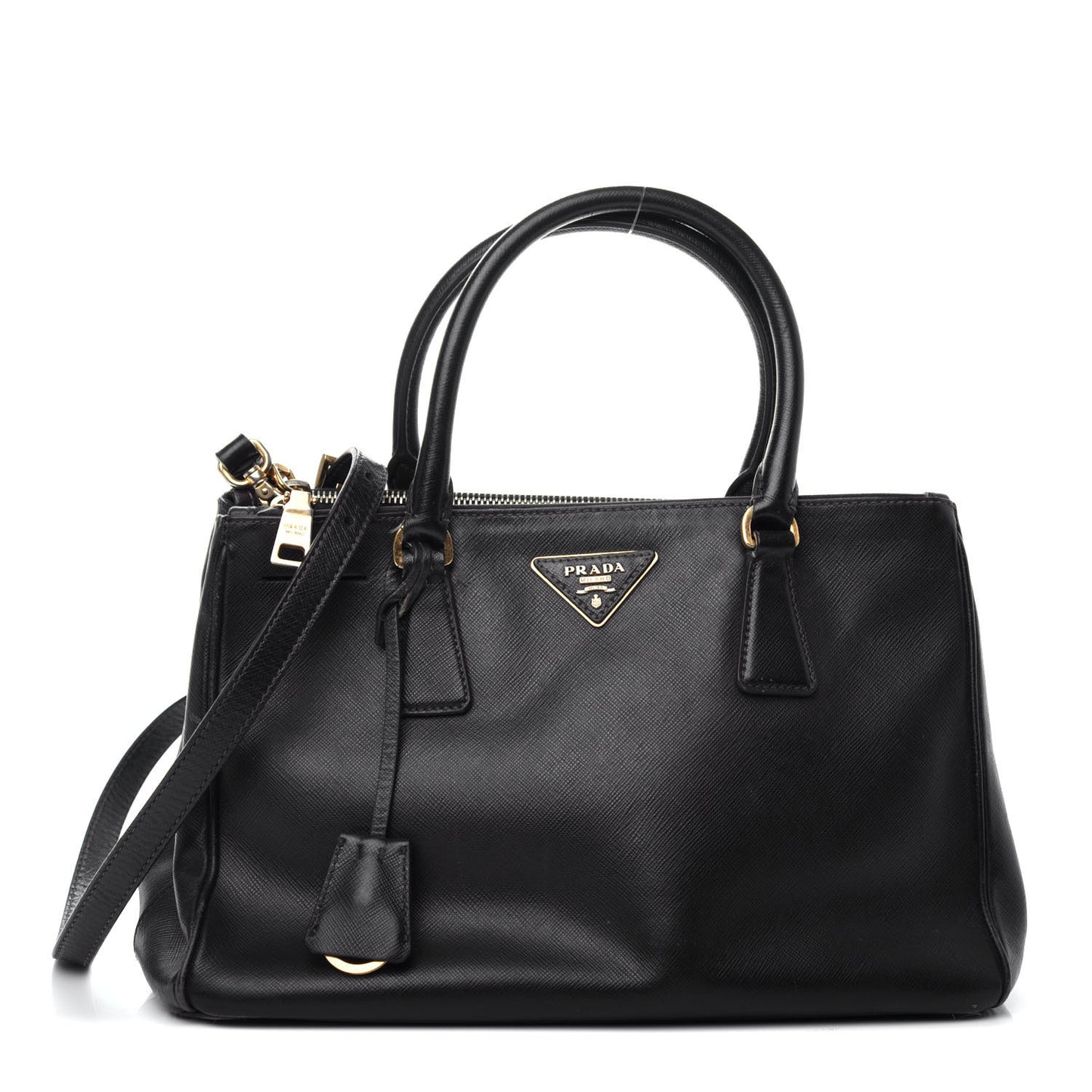 Saffiano Small Galleria Double Zip Tote Black