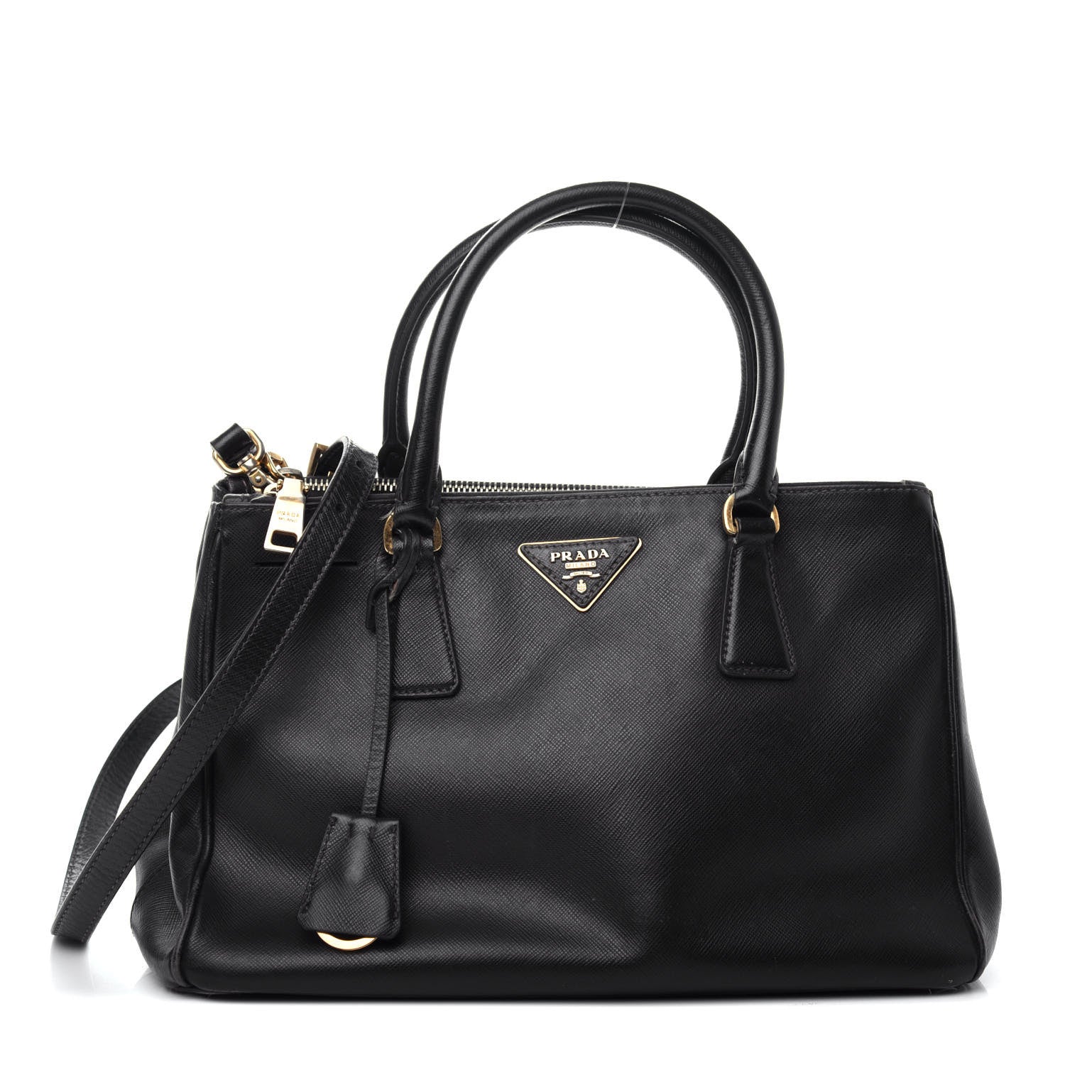 Prada Saffiano Small Galleria Double Zip Tote Black 1 of 11