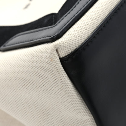 Balenciaga Cotton Canvas Satin Calfskin S Navy Cabas Natural Black 9 of 12