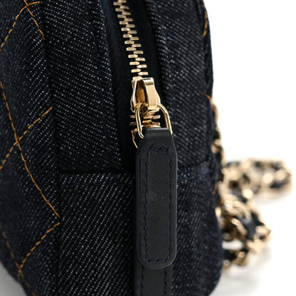 Chanel Denim Quilted Clutch With Chain Dark Blue Orange 11 of 11