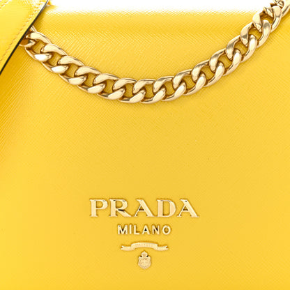 Prada Saffiano Vernice Chain Shoulder Bag Sole 7 of 9