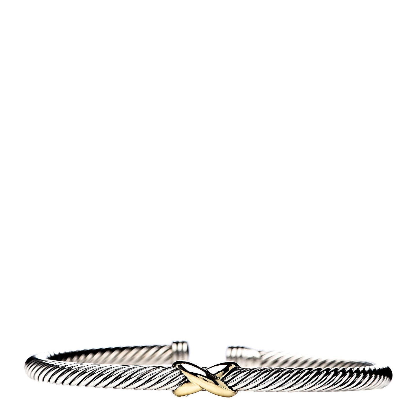 Sterling Silver 18K Yellow Gold 4mm X Station Cable Bracelet