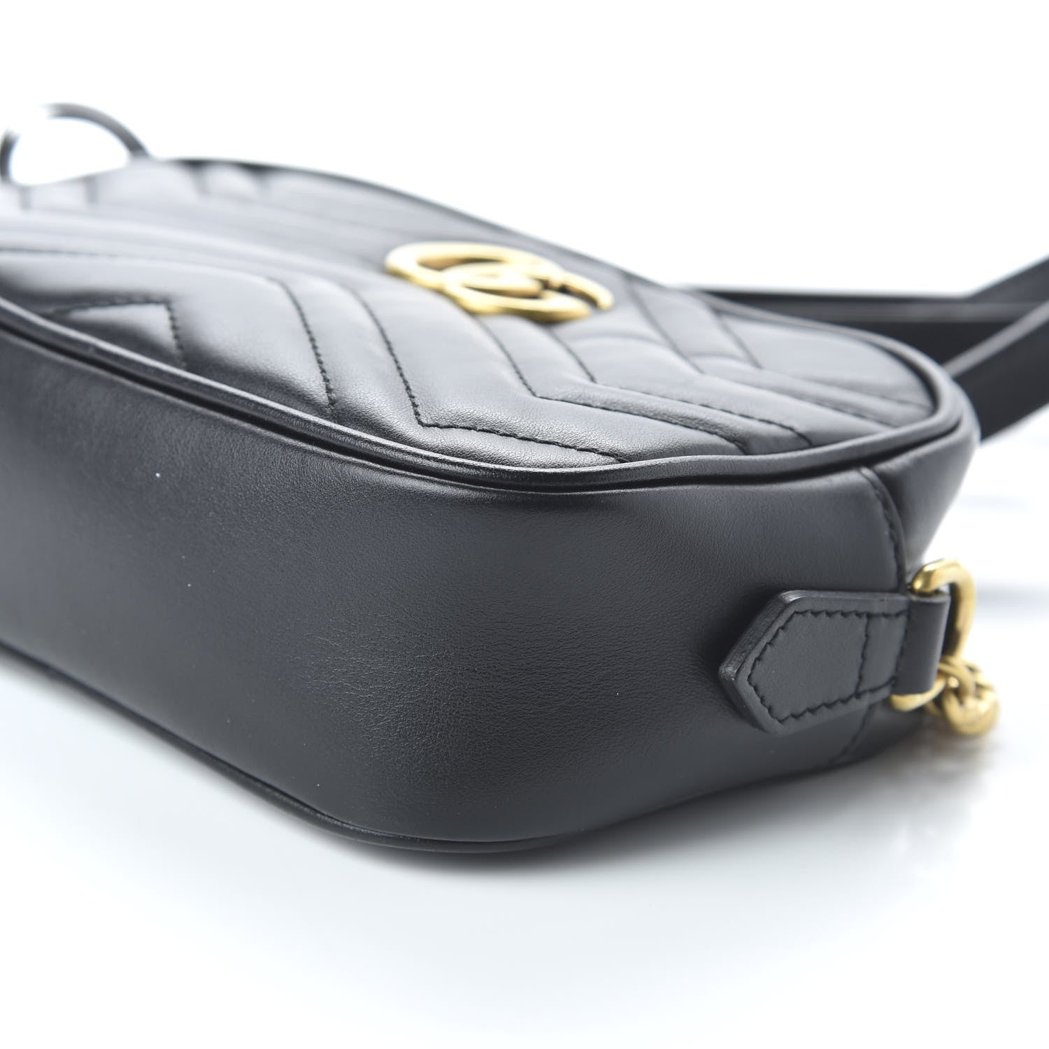 Gucci Calfskin Matelasse Mini GG Marmont Chain Shoulder Bag Black 7 of 10