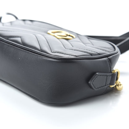 Gucci Calfskin Matelasse Mini GG Marmont Chain Shoulder Bag Black 7 of 10