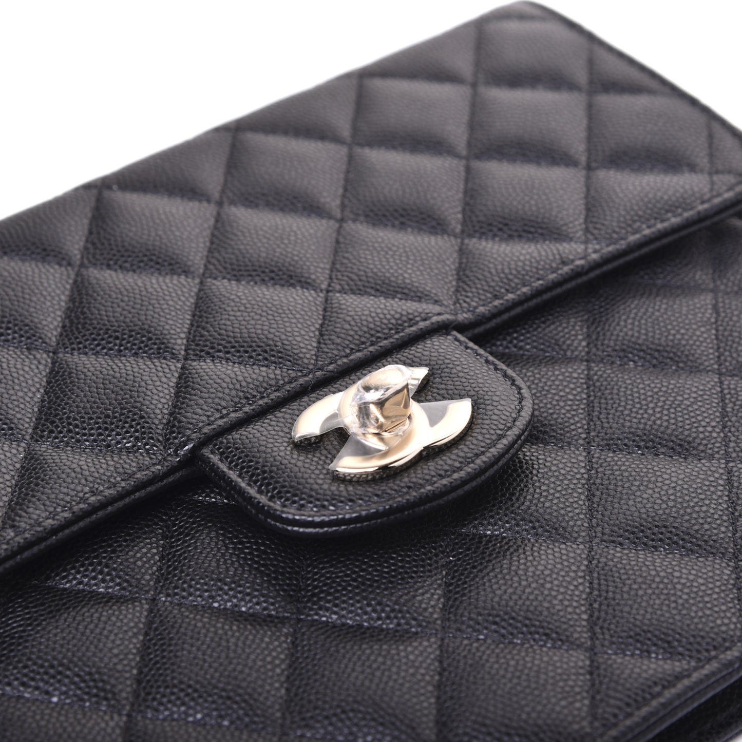 Caviar Quilted Square Flap Clutch Black