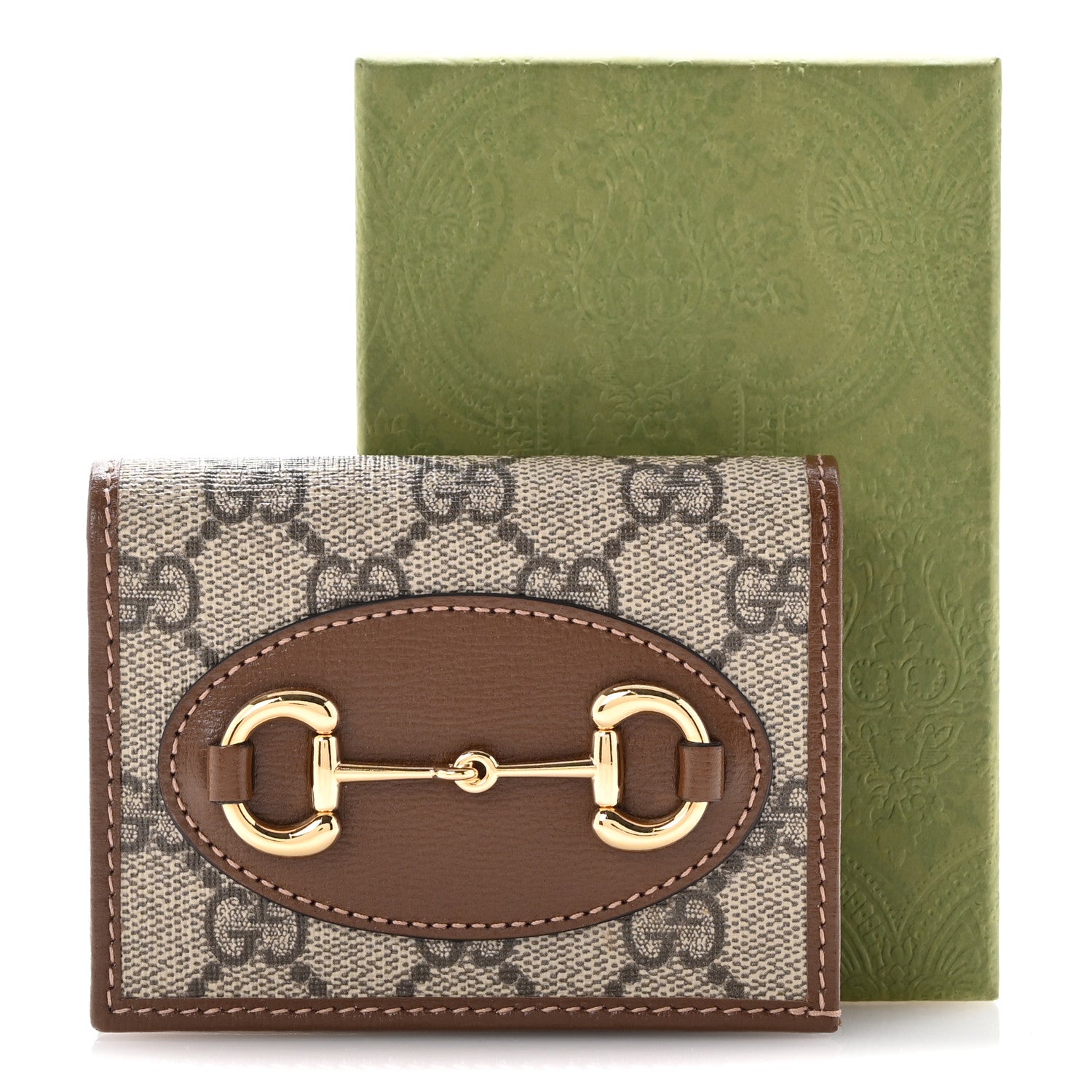 Gucci GG Supreme Monogram Horsebit 1955 Card Case Wallet Beige Ebony Brown Sugar 9 of 9