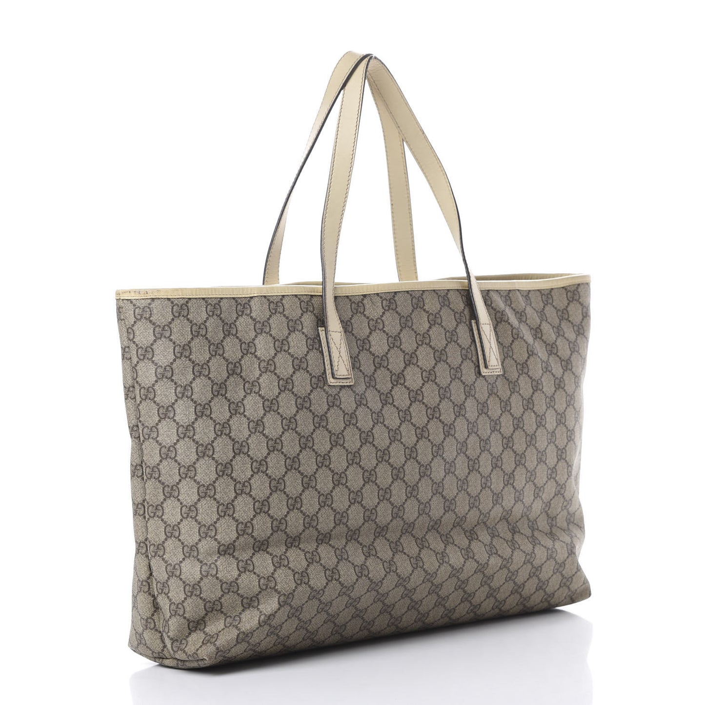 GG Supreme Monogram Large Zippered Shopping Tote Off White
