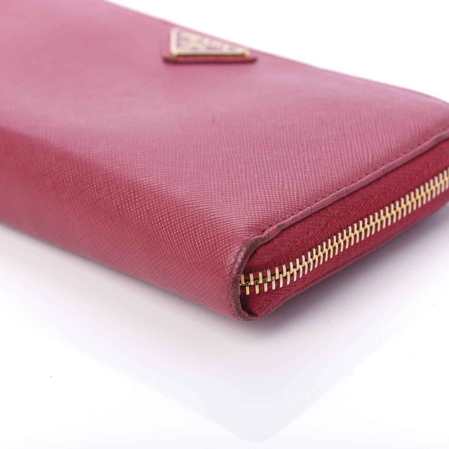 Prada Saffiano Triangle Zip Around Wallet Ibisco 7 of 10