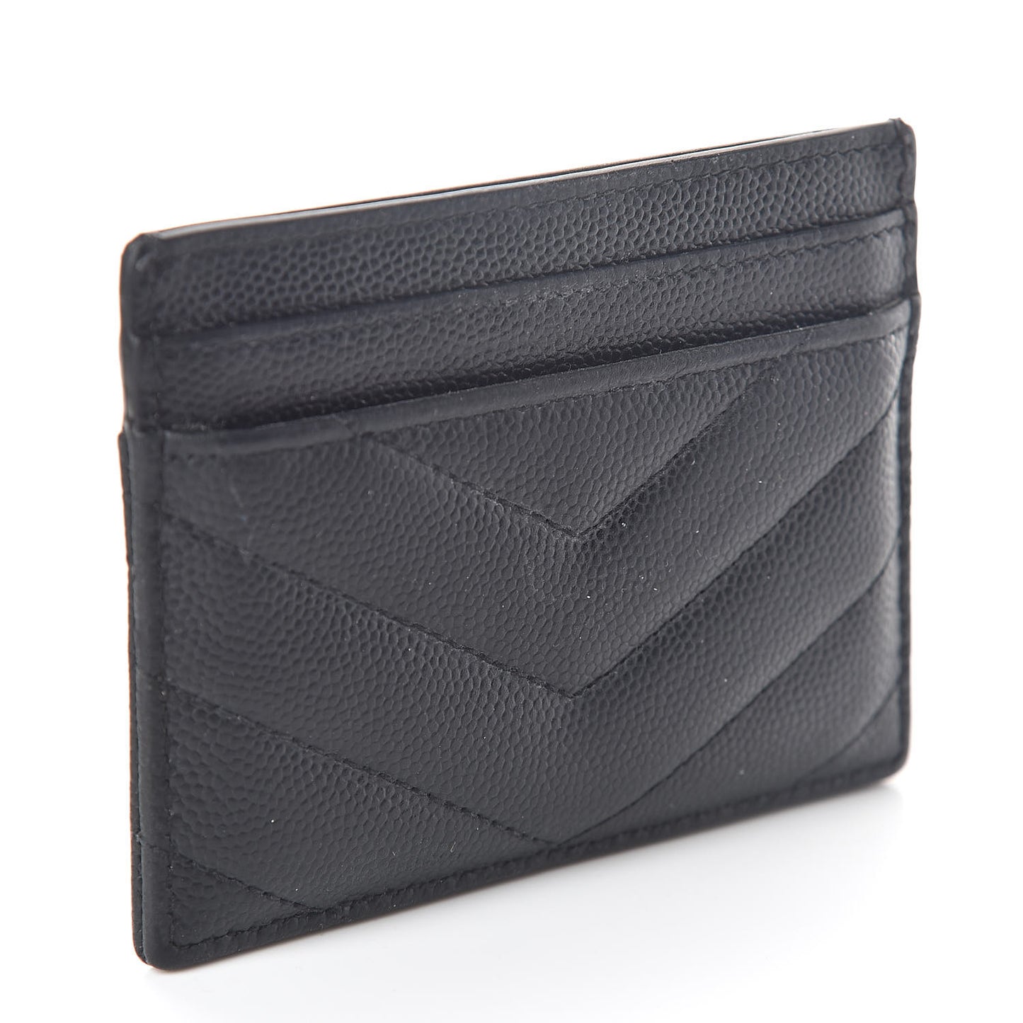 Grain De Poudre Matelasse Chevron Monogram Credit Card Case Black