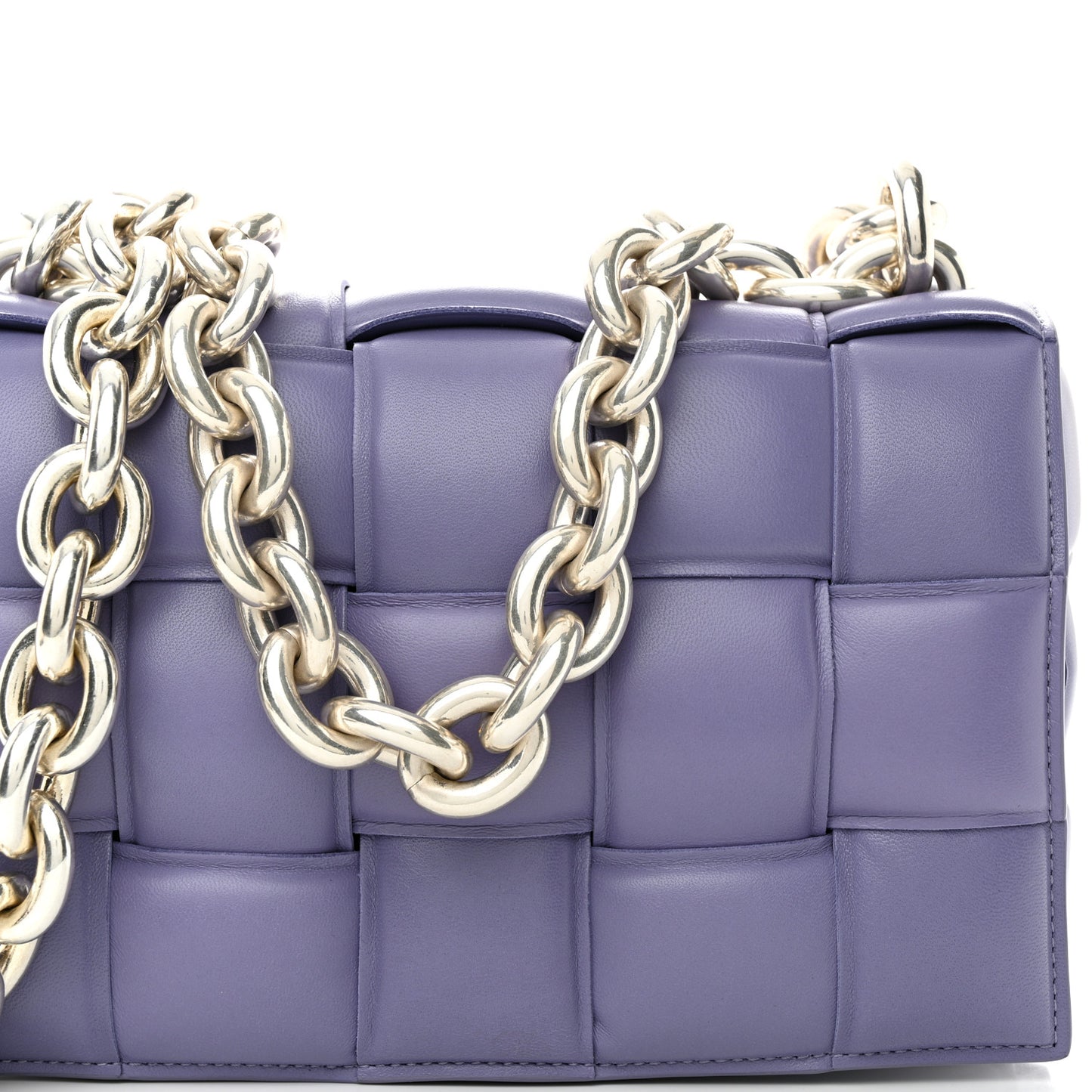 Lambskin Maxi Intreccio Padded Chain Cassette Crossbody Bag Lavender