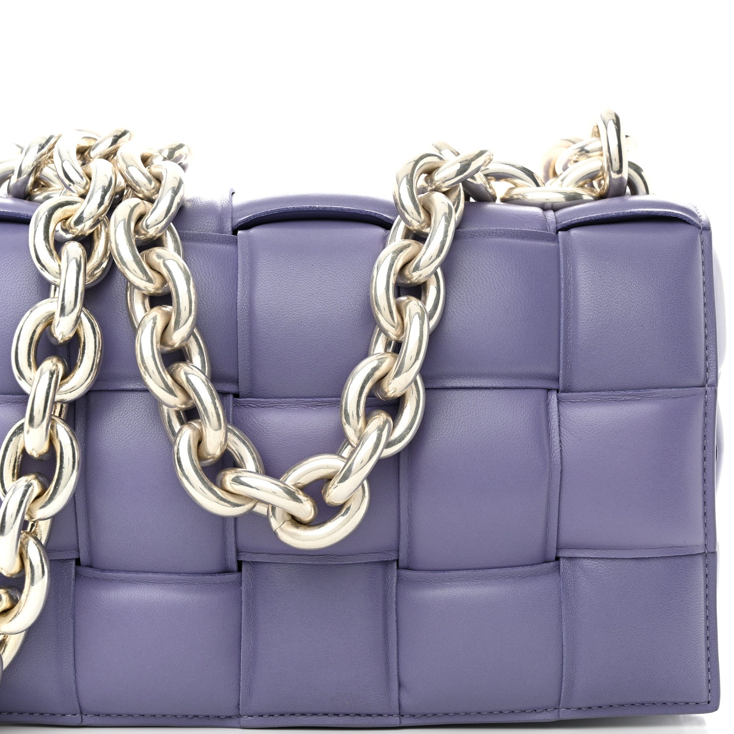 Bottega Veneta Lambskin Maxi Intreccio Padded Chain Cassette Crossbody Bag Lavender 8 of 11