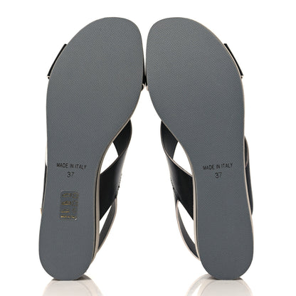 Fendi Nappa Criss Cross Platform Sandals 37 Black White 5 of 8