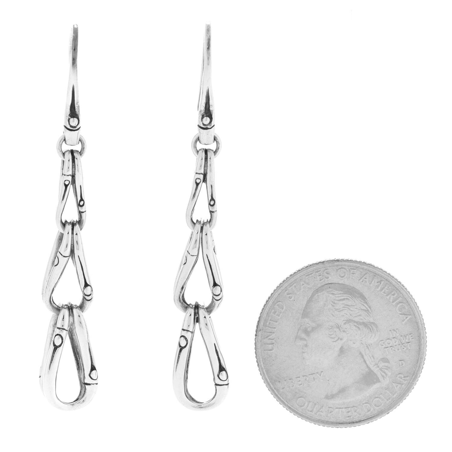 Sterling Silver Bamboo Linear Drop Earrings