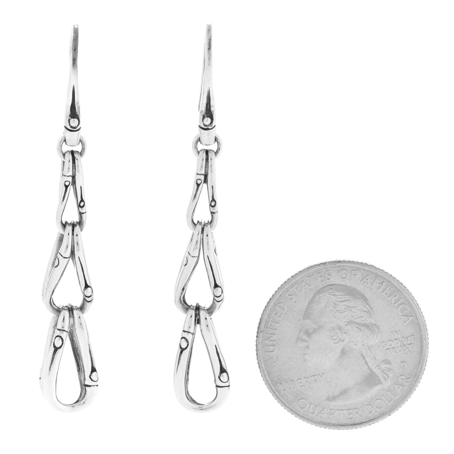 John Hardy Sterling Silver Bamboo Linear Drop Earrings 2 of 6