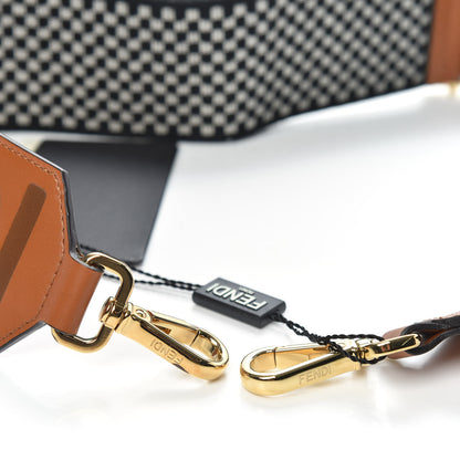 Fendi Ribbon Vitello King Logo Embossed Gingham Woven Adjustable Strap You Panna Black Cuoio 3 of 3
