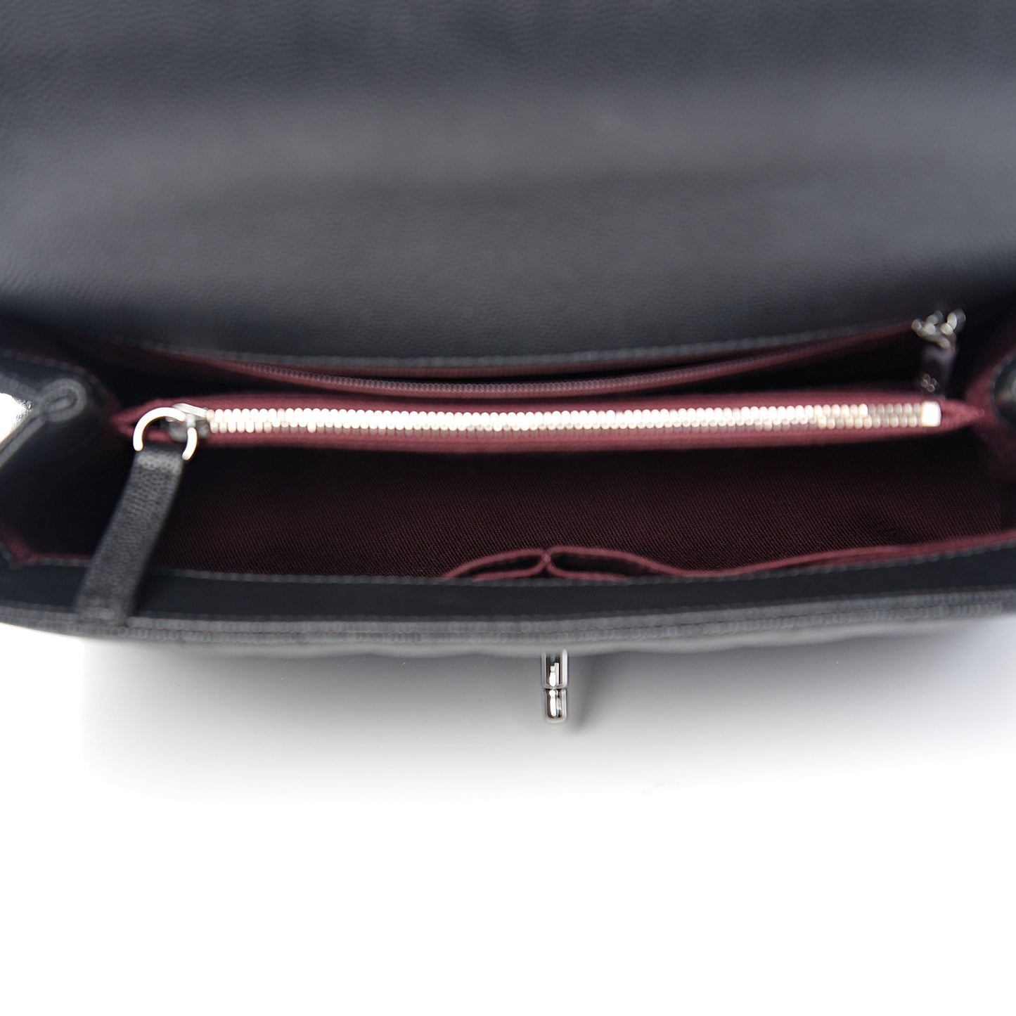 Caviar Chevron Quilted Small Coco Handle Flap Black