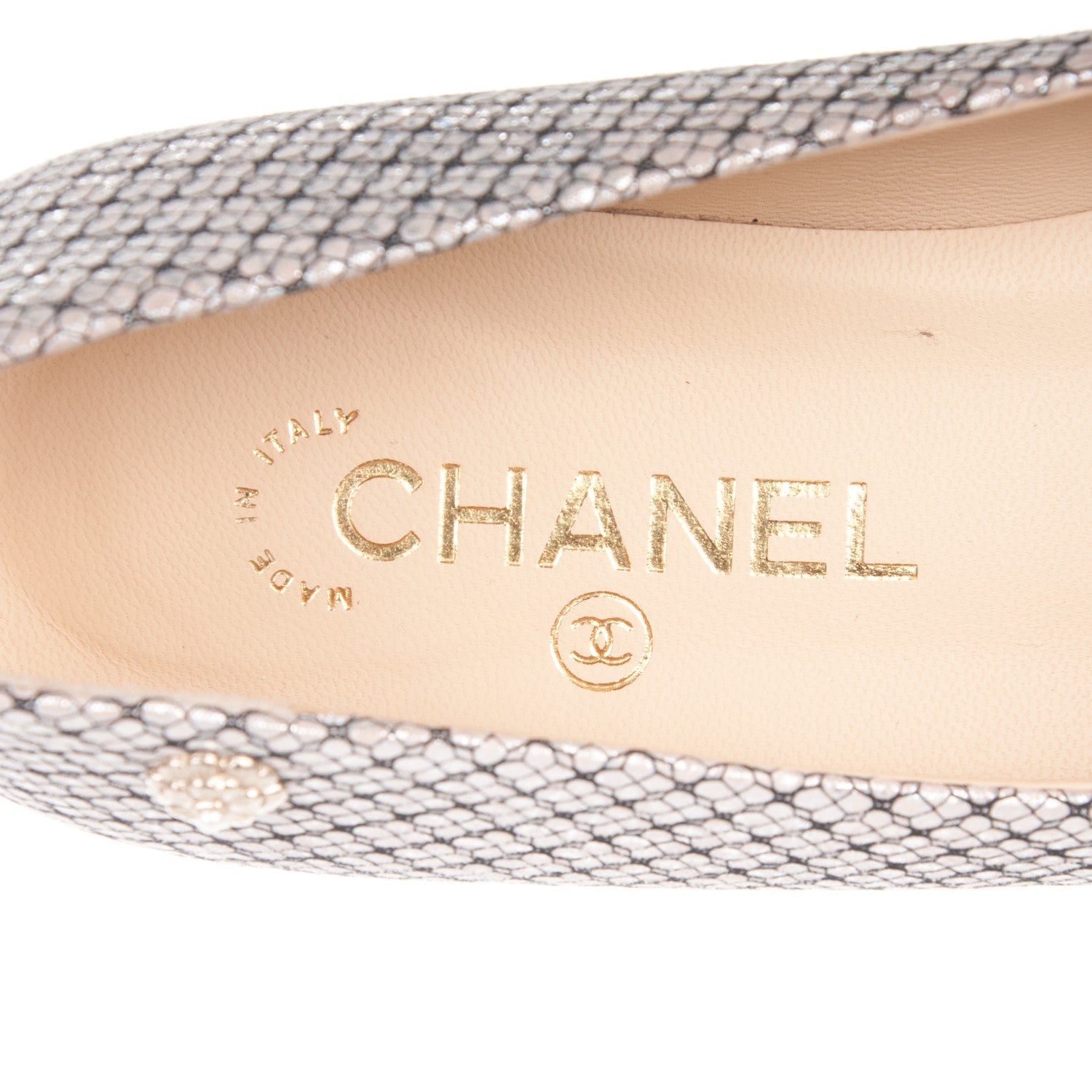 Chanel Metallic Goatskin Patent Calfskin Cap Toe Ballerina Flats 39 Pink Beige 5 of 7
