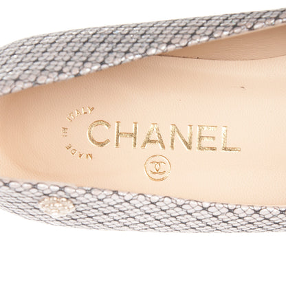 Chanel Metallic Goatskin Patent Calfskin Cap Toe Ballerina Flats 39 Pink Beige 5 of 7