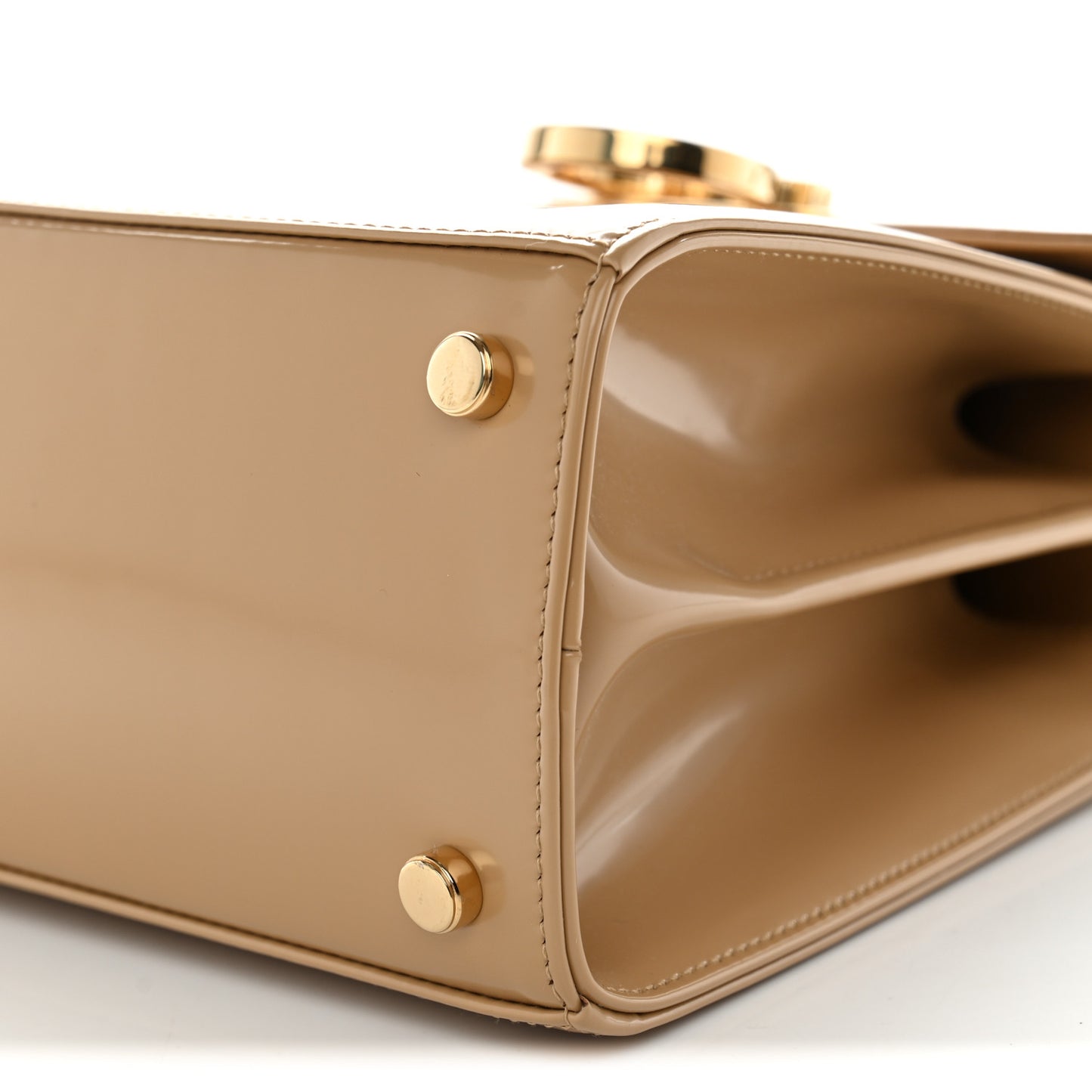 Brushed Off Calfskin Small Iconic Top Handle Camel