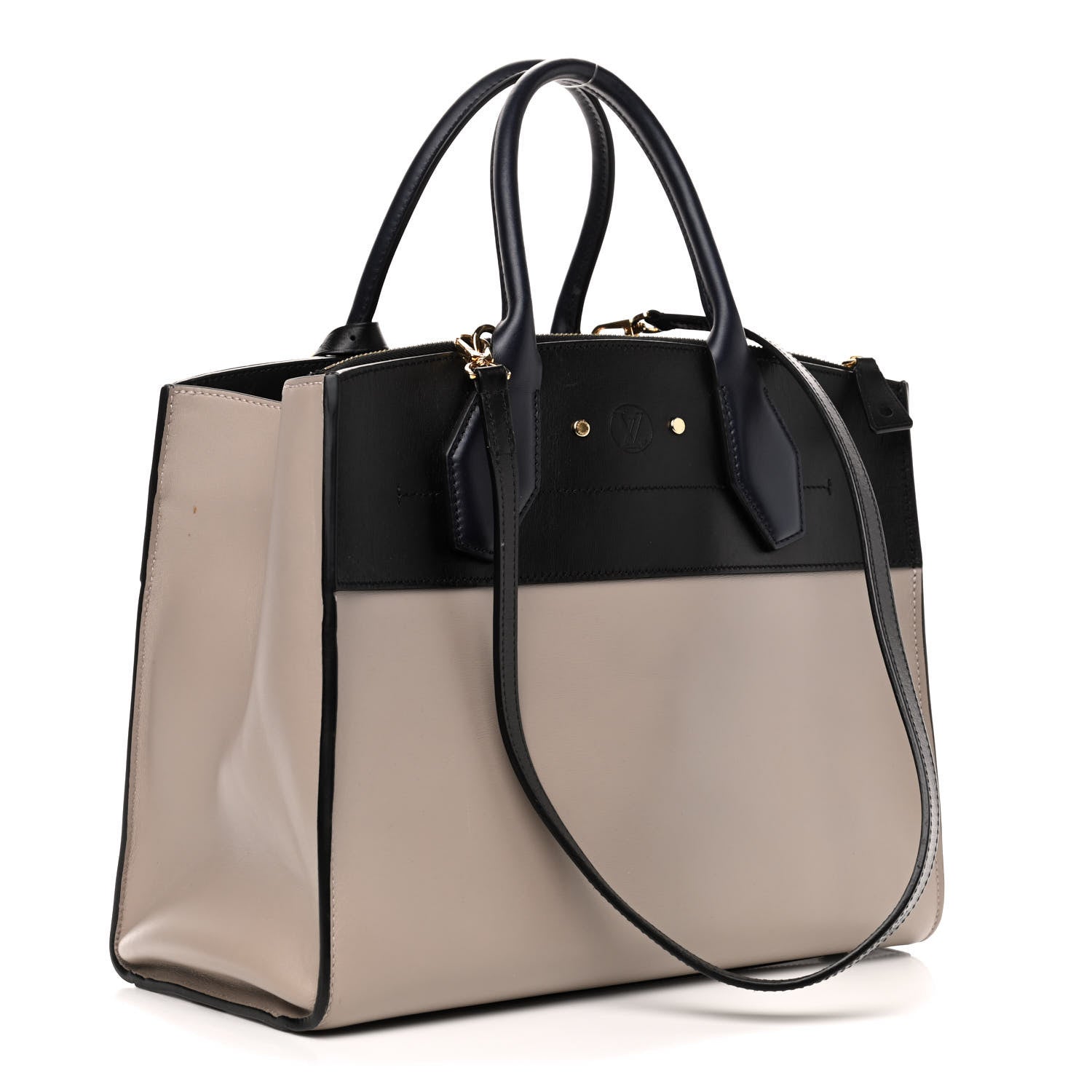 Louis Vuitton Calfskin City Steamer MM Gris Black 2 of 6
