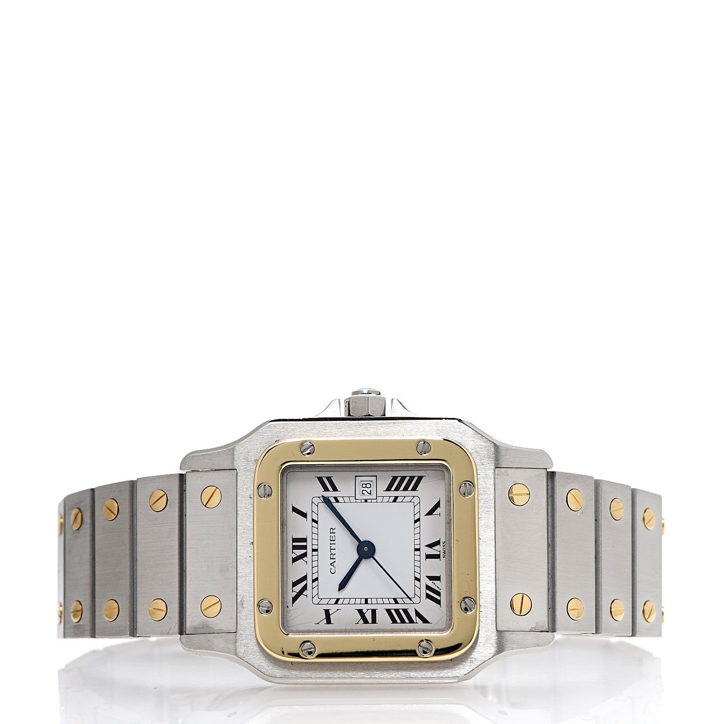 Stainless Steel 18K Yellow Gold 29mm Santos De Cartier Galbee Automatic Watch